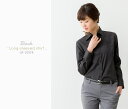 レギュラーカラー ブラウス ワイシャツ レディース オフィス スリム ブラック/黒/ lr2004