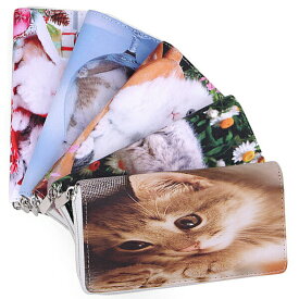 ラウンドファスナー 長財布 ラウンド 財布 ロングウォレット カードケース コインケース 可愛い 子猫 ねこ キャット レザー調(レディース)WA-CA-001