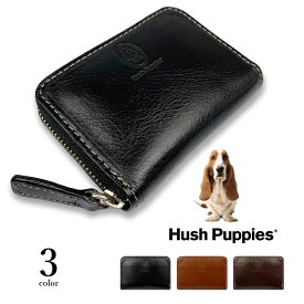 Hush Puppies(ハッシュパピー)ラウンドファスナー コインケース 小銭入れ キーリング チェーン付き バイカラー レザー 牛革 本革(メンズ)hp0342