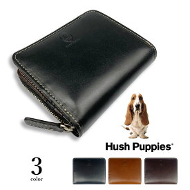 Hush Puppies(ハッシュパピー)二つ折り 財布 コンパクトウォレット ファスナー小銭入れ バイカラー レザー 牛革 本革(メンズ)hp0346