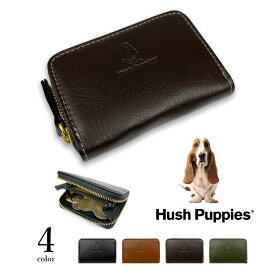 Hush Puppies(ハッシュパピー)ラウンドファスナー コインケース 小銭入れ バックポケット付き レザー 牛革 豚革 本革(メンズ)hp0603