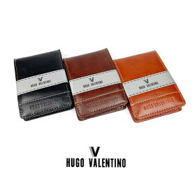 HUGO VALENTINO(ヒューゴ バレンチノ)2in1 スマートウォレット コンパクト コインケース カードケース ミニ財布 シンプル 無地 レザー調(メンズ)hv1208