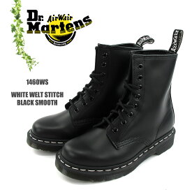 ＜クーポン対象外＞Dr.Martens　ドクターマーチンWHITE WELT STITCH BLACK SMOOTH #1460WSホワイトウェルト 8ホール ブーツ スムースレザー レディース〔SK〕