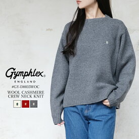 【S】ジムフレックス ウール カシミヤ クルーネック ニット プルオーバー レディース トップス Gymphlex WOOL CASHMERE CREWNECK KNIT PULLOVER LADIESアイボリー/レッド/チャコール 14/M #GY-D0035WOC