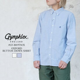 ジムフレックス オックスフォード 長袖 ボタンダウンシャツ レディース トップス Gymphlex OXFORD L/S BUTTON DOWN SHIRT LADIESホワイト/ブルー 12/14/16/S/M/L #GY-B0197SOX