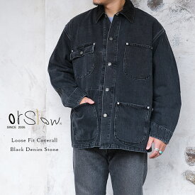 orSlow オアスロウ 01-6034-D61S Loose Fit Coverall ルーズフィットカバーオール Black Denim Stone ブラックデニムストーン 日本製 〔FL〕