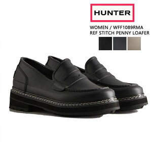 【S】ハンター レインシューズ レインローファー リファイン スティッチ ペニー ローファー レディース ラバーシューズ ブラック/ネイビー/ホワイト 22cm/23cm/24cm/25cm HUNTER WFF1089RMA