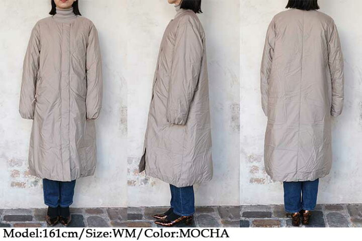 楽天市場】ナンガ コート レディース ノーカラー ダウン コート ロング  