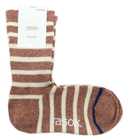 【SP15】ラソックス コットン ボーダー クルー レディース メンズ ソックス 靴下 日本製 アイボリー/ネイビー/ブルー/ホワイト/レッド/ベージュ/オレンジ/グレ- 22cm/23cm/24cm/25cm/26cm/27cm/28cm S/M/L CA130CR01