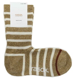 【SP15】ラソックス コットン ボーダー クルー レディース メンズ ソックス 靴下 日本製 アイボリー/ネイビー/ブルー/ホワイト/レッド/ベージュ/オレンジ/グレ- 22cm/23cm/24cm/25cm/26cm/27cm/28cm S/M/L CA130CR01