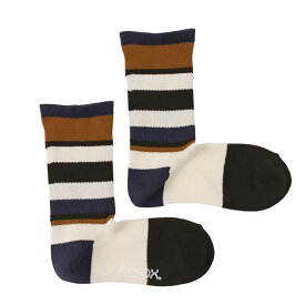 【SP15】ラソックス マルチボーダー・クルー レディース メンズ ソックス 靴下 クルー丈 ボーダー コットン 綿 厚手 日本製 イエロー/レッド/オレンジ/ブラウン 22cm/23cm/24cm/25cm/26cm/27cm/28cm rasox CA240CR02