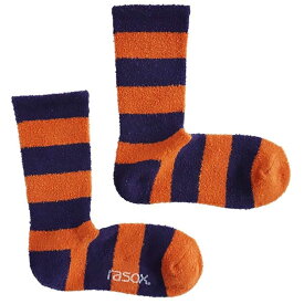 【SP15】ラソックス (ソフトタッチ・パネルボーダー レディース メンズ ソックス 靴下 クルー丈 ボーダー 日本製 パープル/オレンジ/ベージュ/ブルー/ブラウン/グレー/イエロー 22cm/23cm/24cm/25cm/26cm/27cm/28cm rasox CA222CR02