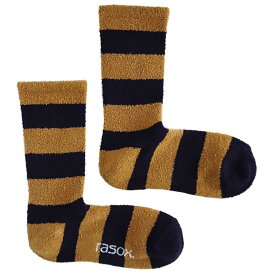 【SP15】ラソックス (ソフトタッチ・パネルボーダー レディース メンズ ソックス 靴下 クルー丈 ボーダー 日本製 パープル/オレンジ/ベージュ/ブルー/ブラウン/グレー/イエロー 22cm/23cm/24cm/25cm/26cm/27cm/28cm rasox CA222CR02