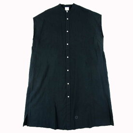 【SALE品交換・返品不可】オーシバル オーチバル ORCIVAL シャツワンピース コットンリネンボイル スリーブレスワンピース レディース OR-G0094COE ボックスシルエット バンドカラー ブラック