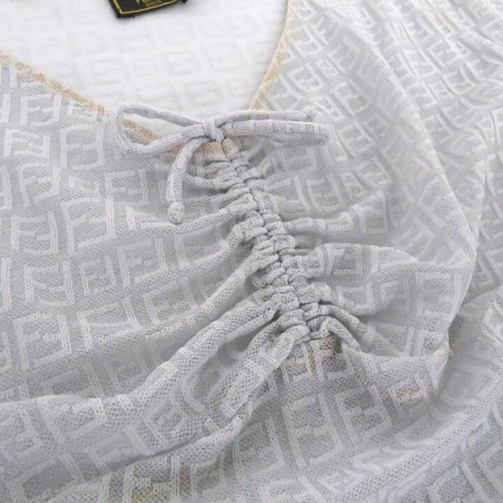 楽天市場】FENDI JEANS フェンディ ズッカ柄 ギャザー リボン フレンチ 