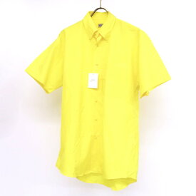 【未使用】KENZO HOMME ケンゾー オム 無地 くるみボタン ボタンダウン 半袖 コットン シャツ size2 黄 イエロー メンズ 日本製 トップス 夏物