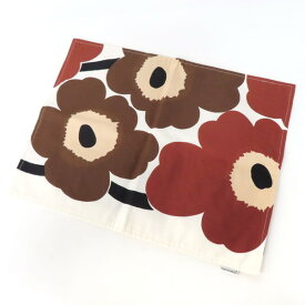【極美品】marimekko マリメッコ ランチョンマット コットン フラワー 花柄 32×42cm アイボリー×ブラウン系