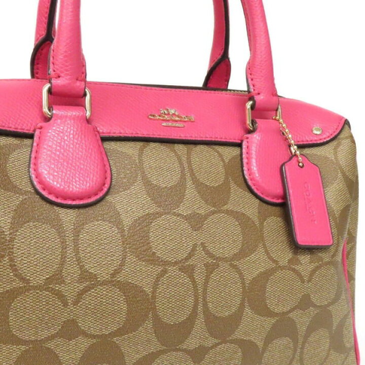 美品 COACH ショルダーバッグ シグネチャー ピンク 軽量 レザー pvc 