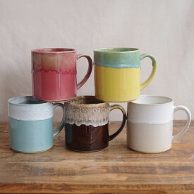 【送料無料】 波佐見焼 マグカップ 大きめ トールマグ コーヒーカップ 350ml Folk Design 外箱付き 陶器 ピンク イエロー ブルー ブラウン ホワイト