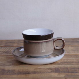 デンビー カントリークイジーン DENBY Country Cuisine ベージュ ティーカップ ソーサー #230117-8 【海外直輸入中古品】