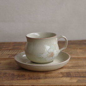 デンビー デイブレーク コーヒーカップ ソーサー きみどり グリーン 白 花柄 ヴィンテージ 陶器 #230429-3 【海外直輸入中古品】