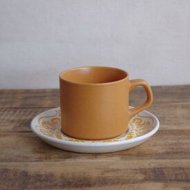 J&G ミーキン カスティーリャ コーヒーカップ ソーサー オレンジ ダマスク柄 Meakin #221210-1~6 ヴィンテージ食器【海外直輸入中古品】