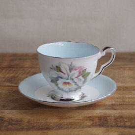 ロイヤルスタッフォード ホワイトレディ 蘭 花柄 コーヒーカップ ソーサー ヴィンテージ食器 Royal Stafford #240405-1~6 【海外直輸入中古品】