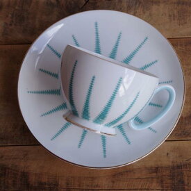 ロイヤルスタッフォード スターライト ターコイズ ぎざぎざ模様 コーヒーカップ ソーサー Royal Stafford イギリス ヴィンテージ 食器 #230205-4 【海外直輸入中古品】