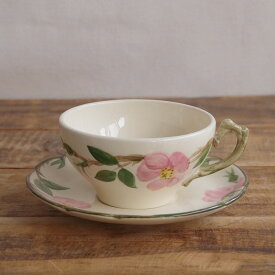 【SALE】フランシスカン デザートローズ ピンク 薔薇 花柄 ティーカップ ソーサー Franciscan Desert Rose #250613-5 【海外直輸入中古品】