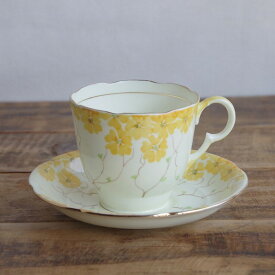 グラフトン Grafton 黄色 手描き 花柄 コーヒーカップ ソーサー アンティーク食器 陶器 #250407-5 【海外直輸入中古品】