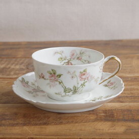 リモージュ アビランド フロンテナック 薔薇 花柄 ティーカップ ソーサー #250813-1 【海外直輸入中古品】