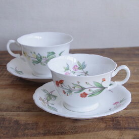 2客セット ペア ミントン メドウ ティーカップ ソーサー Minton Meadow 花柄 ボタニカル柄 ヴィンテージ 食器 #250314-2 【海外直輸入中古品】