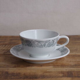 ローゼンタール フォームE グリーン ボタニカル柄 ティーカップ コーヒーカップ ソーサー Rosenthal Form E レトロモダン インダストリアルデザイン #230118-1~4 【海外直輸入中古品】