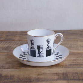 スポード コーヒーカップ ソーサー チェス 白黒 レトロモダン イギリス アンティーク 食器 陶器 #230206-5 【海外直輸入中古品】