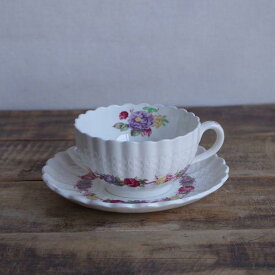 スポード ティーカップ ソーサー ローズブライアー ピンク 薔薇 花柄 Copeland Spode Rose Briar #230227-5 【海外直輸入中古品】