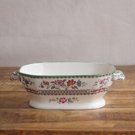 スポード チャイニーズローズ 花柄 ボウル 持ち手付き 19cm #250909 【海外直輸入中古品】