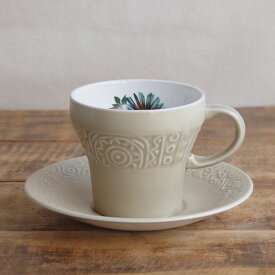 ロイヤルチューダー インカ コーヒーカップ ソーサー ベージュ レトロ 花柄 ヴィンテージ食器 #240907-5 Royal Tudor 【海外直輸入中古品】