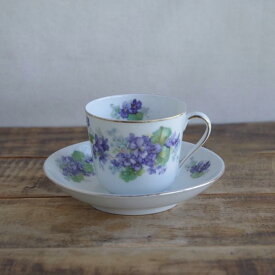 コーヒーカップ ソーサー ヴィンテージ 食器 すみれ 忘れな草 花柄 東欧 チェコスロバキア製 ビクトリア Victoria #220730-4 【海外直輸入中古品】