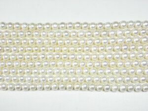 淡水パール pearl01 ホワイト 約7-8×6mm 長さ約36cm 1連 (真珠 ビーズ)