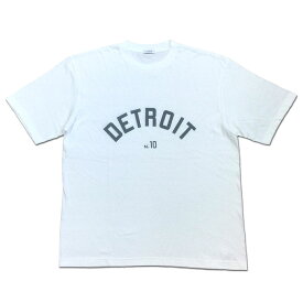 メール便 LUEUF ルフ プリントTシャツ DETROIT ホワイト ビッグT カレッジT 天竺 カットソー MadeinJAPAN 日本製 M340423