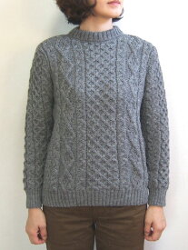 Kerry Woollen Mills ケリーウーレンミルズ Aran Cable Crew Neck アランケーブルクルーネック sweater セーター fisherman フィッシャーマン イギリス製 MadeinEngland 男女兼用 ユニセックス Steel KW-0001