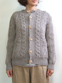 Kerry Woollen Mills ケリーウーレンミルズ Aran Cable Collarless Cardigan アランケーブルカラーレスカーディガン Oatmeal sweater セーター fisherman フィッシャーマン イギリス製 MadeinEngland 男女兼用 ユニセックス KW-0005