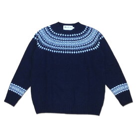 【LADIES】 Harley of Scotland フェアアイル柄セーター NAVY/WHITE ネイビー ニット sweater ハーレーオブスコットランド MadeinScotland L4251-7