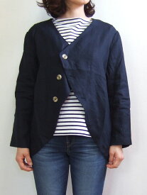 MINELAL ミネラル ヘンプVネックジャケット ネイビー Hemp V-neck jacket nappalm ナップパーム 麻 110938370