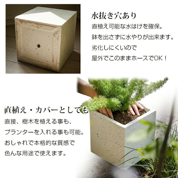 楽天市場】正方形 プランター 植木鉢 底穴付き 直径18~22.5cm 6 7号 
