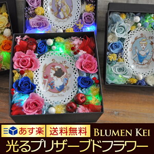 プレゼント プリザーブドフラワー ギフト 光る ボックスフラワー プリンセス L/あす楽 送料無料 メッセージカード付き 花 プレゼント フラワーボックス 誕生日 結婚祝い LED お返し かわい