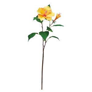 【造花 アーティフィシャルフラワー】ハイビスカス×1 つぼみ×1 ゴ−ルドイエロ− a-34741-040y 【ascaアスカ】