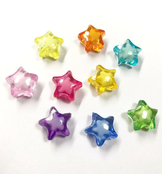 楽天市場】【15mm 40pcs】星のぷっくりビーズ アクリルビーズ キラキラ 