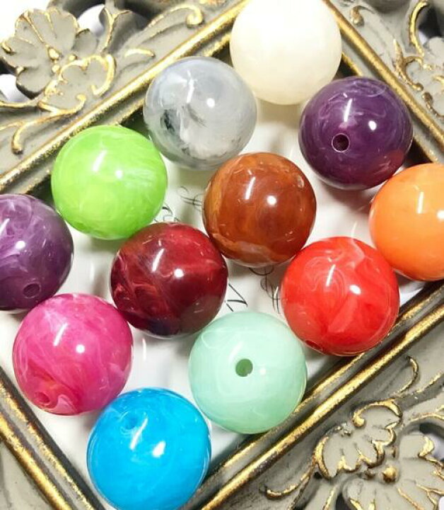 楽天市場】【20mm 8個】天然石風 アクリルビーズ マーブル模様 