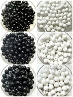 【10mm:60個/12mm:40個/14mm:20個】単色アクリルビーズ　ブラック・ホワイト(その1)　モノトーン